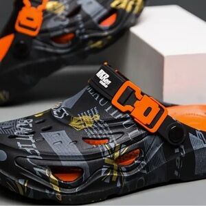 Kids Graphic Clogs - Black and Orange